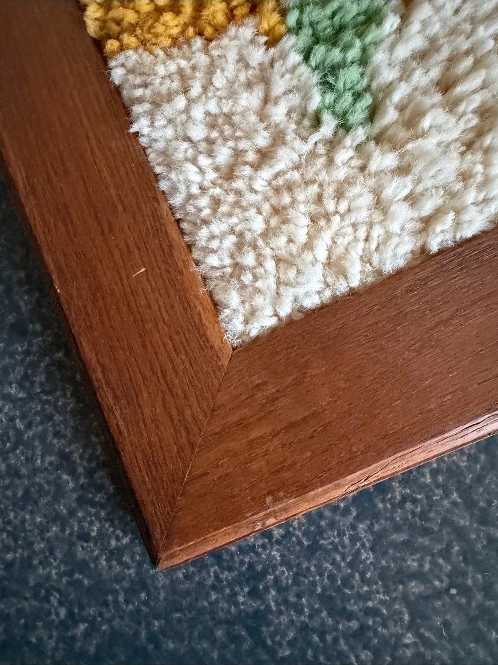 Vintage Yarn Latch Hook Wall Hanging Decor MCM Retro 1970's Boho Vibe Kitschy